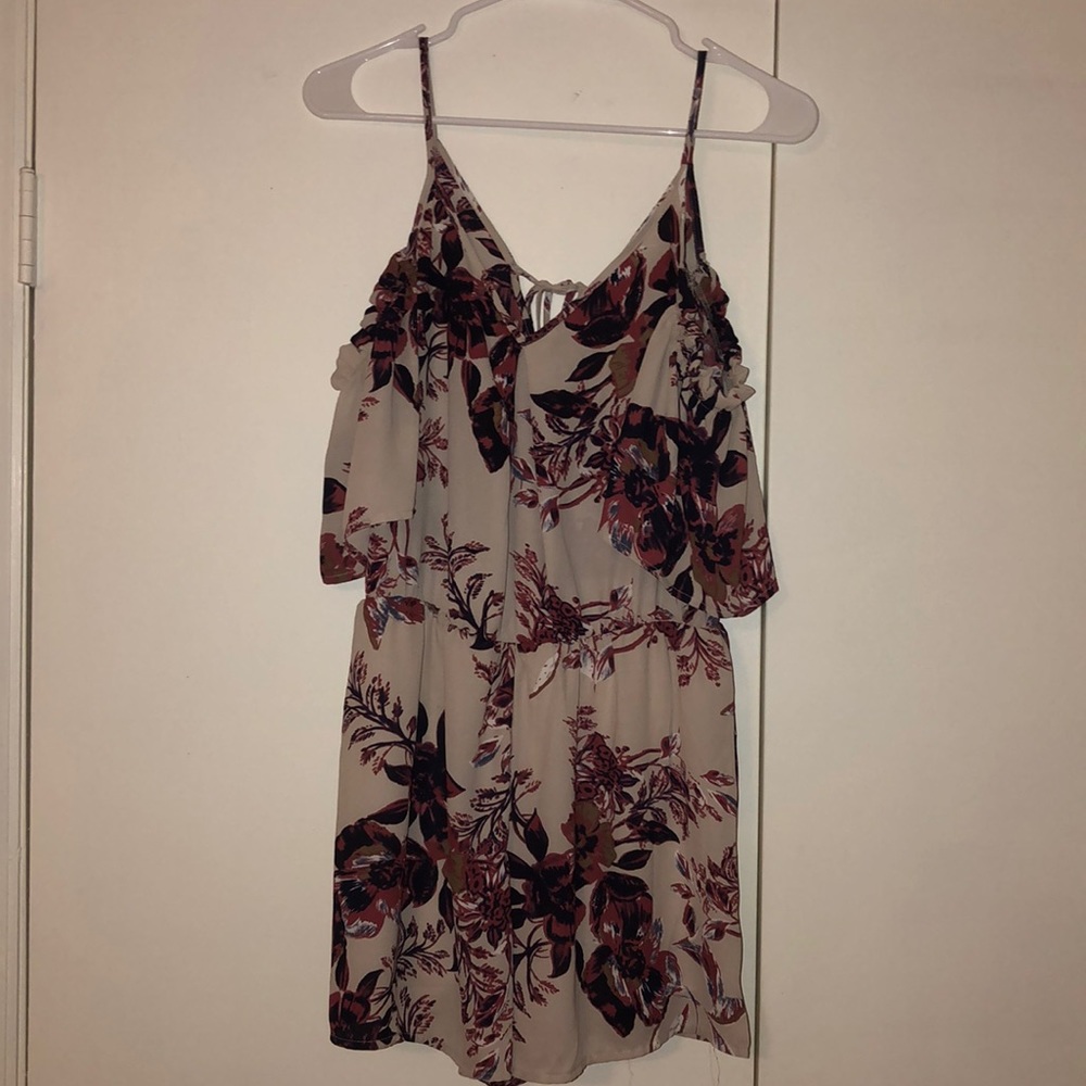 Floral cold shoulder romper